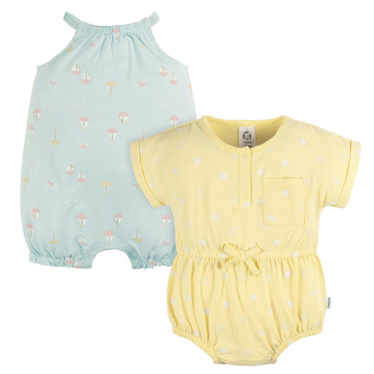 2-Pack Baby Girls Sailboats Rompers